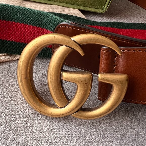 Gucci Web Belt with Double G Buckle - Size 90 - Picture 6 of 9